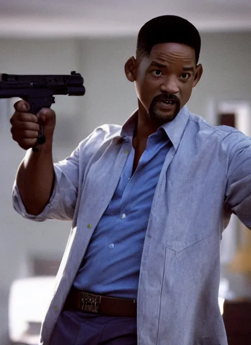 Prompt: film still of Will Smith as Martin Riggs in Lethal Weapon, 4k