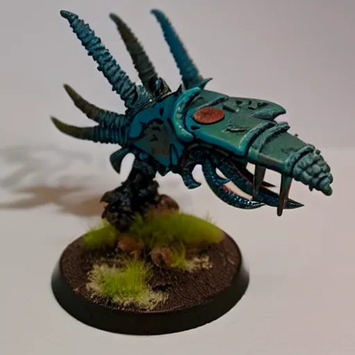 Prompt: Tyranid Giant Anomalocaris, painted warhammer 40k miniature