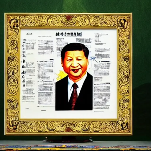 Prompt: portrait of Xi Jinping looking like Winnie the Pooh, parody