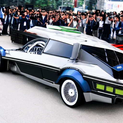 Image similar to nikola tesla tokyo drift free energy deloreon widebody