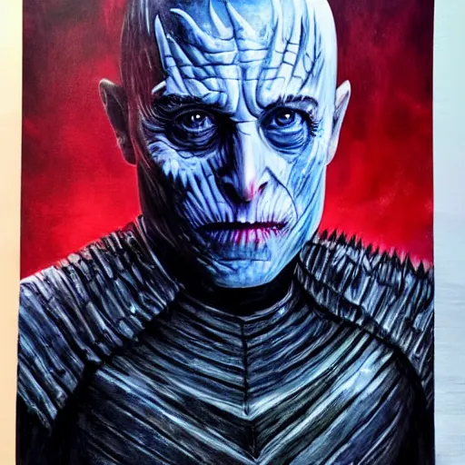 Prompt: Elon musk in game of thrones, he is the night king, oil painting, highly detailed