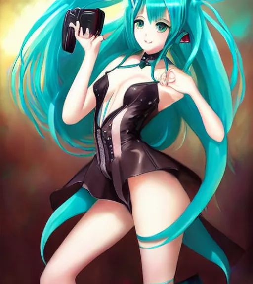 Prompt: Anime art very beautiful Hatsune miku by rossdraws, Gil Elvgren, Vladimir Volegov, Earl Moran, Enoch Bolles, symmetrical shoulders