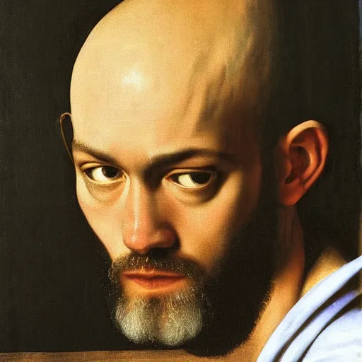 Image similar to painting of michael stipe by caravaggio