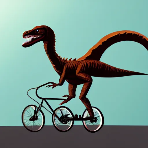 Prompt: velociraptor riding a bike, modernism, trending on artstation, make it look like it was created with dall - e 2