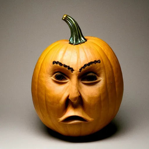 Image similar to gourd carved to look like the face of amber heard