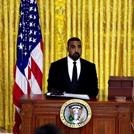 Prompt: WASHINGTON (AP) Kanye West sworn in as President, January 20th, 2024