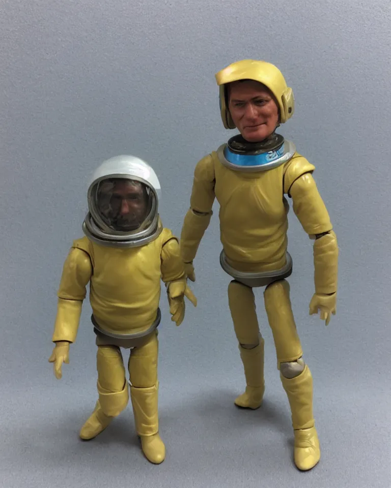 Image similar to photo of a kenner 1 9 8 0's action figure, heroically proportioned, young face, space helmet, five points of articulation, sci - fi, 8 k, full body