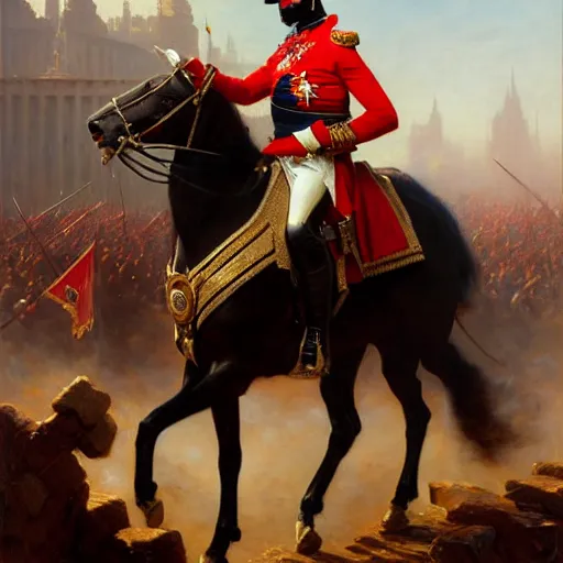 Prompt: drdisrespect conquering waterloo as napoleon, highly detailed painting by gaston bussiere, j. c. leyendecker, greg rutkowski, craig mullins 8 k