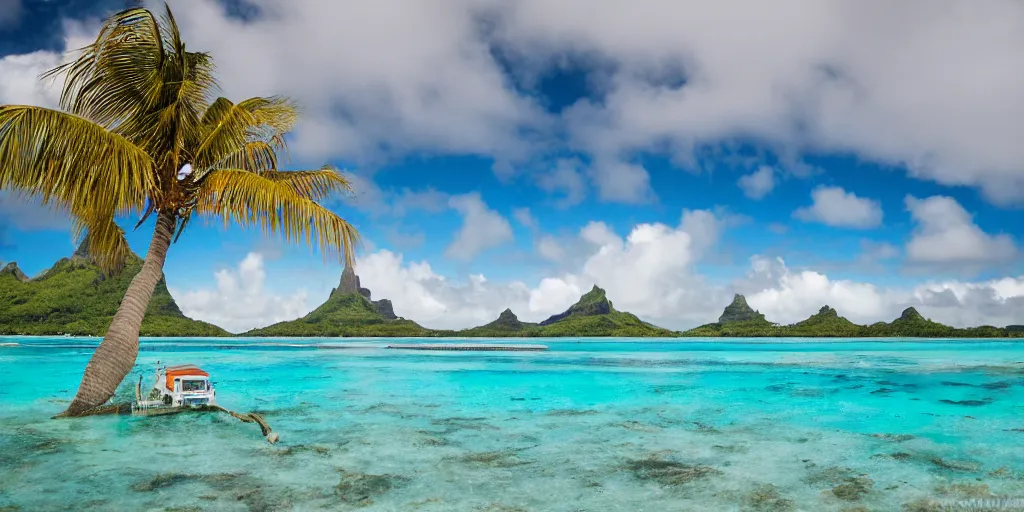 Prompt: i captured this shot last january in the bora bora using the fuji x - t 4 and my trusty fuji 5 0