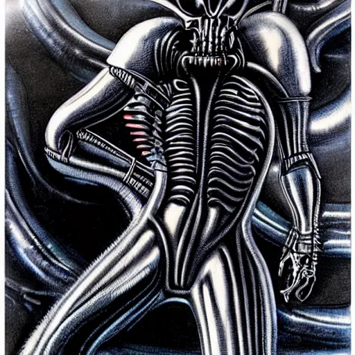 Image similar to giger hugo boss xenomorph fashion