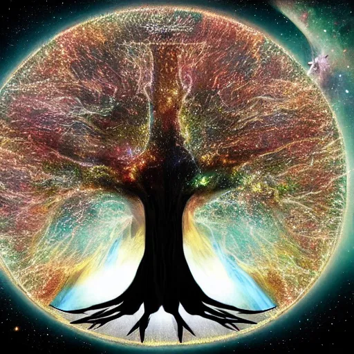 Image similar to a hyper-detailed photo of tree of life in galaxy