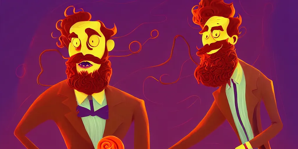 Image similar to curled perspective digital art of curly hair doctor with ginger beard by anton fadeev from nightmare before christmas