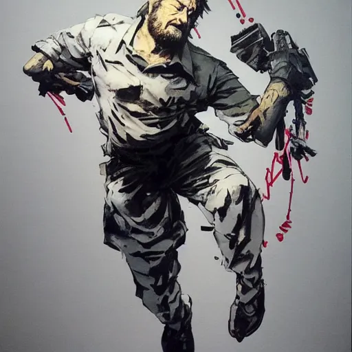 Prompt: slavoj zizek in a jojo pose, oil on canvas by yoji shinkawa and greg rutkowski