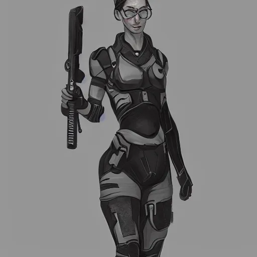 Image similar to gordon freeman as a woman, hd shot, concept art, artstation