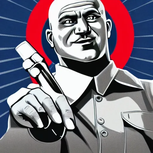 Prompt: Mr. Clean in the style of a soviet propaganda