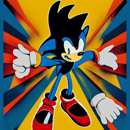 Image similar to sonic the hedgehog poster by shepard fairey