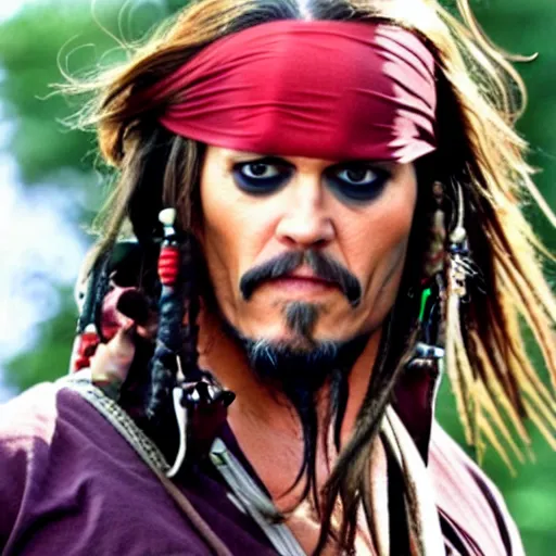 Prompt: Jim Carrey as Jack Sparrow,