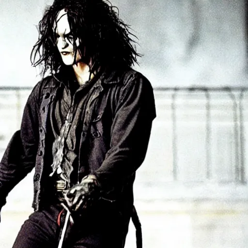 Prompt: Heath Ledger as The Crow