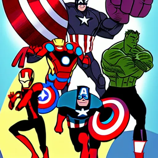 Image similar to avengers calarts style, backlit, harsh overhead sunlight,