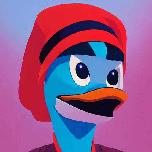 Image similar to face icon stylized minimalist darkwing duck, loftis, cory behance hd by jesper ejsing, by rhads, makoto shinkai and lois van baarle, ilya kuvshinov, rossdraws global illumination