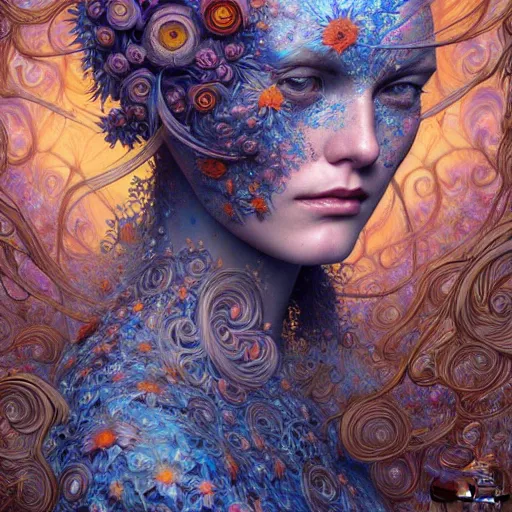 Prompt: hyper detailed masterpiece, floral pattern, jean giraud, digital art painting, matte painting, beautiful, psychedelic, artgerm, donato giancola, tom bagshaw