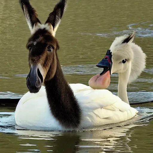 Image similar to photo of a hybrid between a swan and a donkey