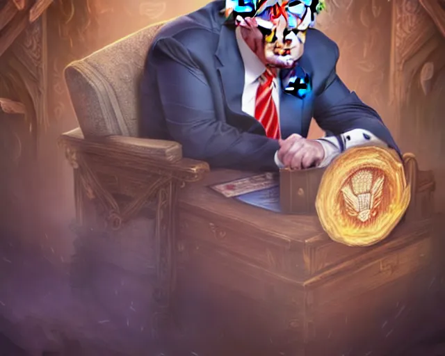 Prompt: photography of donald trump!!!!, deep focus, d & d, fantasy, intricate, elegant, highly detailed, digital painting, artstation, concept art, matte, sharp focus, illustration, hearthstone
