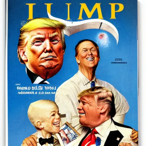 Image similar to old magazine cover with donald trump astronaut hero by norman rockwell