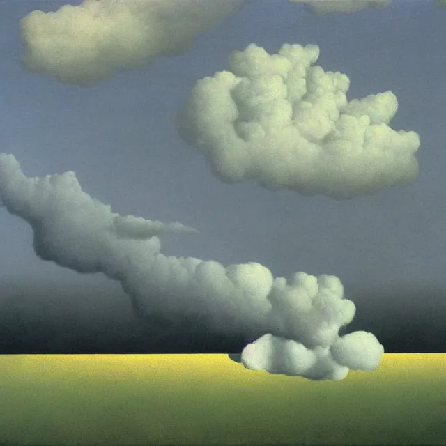 Image similar to dark clouds, detailed painting by rene magritte