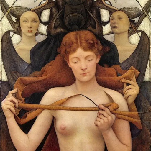 Image similar to dawn with her lantern, annie swynnerton diego rivera and evelyn de morgan and lucien freud and jean delville, symbolist, dramatic lighting, elaborate geometric ornament, art brut, soft pastel colors, smooth sharp focus, extremely detailed, adolf wolfli, leo and diane dillon, nicholas roerich, donato giancola and gaston bussiere