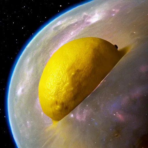 Prompt: planet lemon, photo by hubble telescope