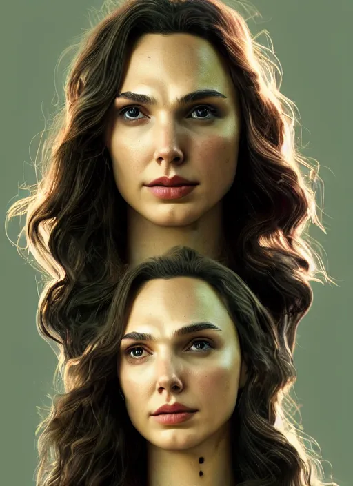 Image similar to a potrait of gal gadot as wanda maximoff in the movie Wanda Vision by Zack Snyder, 8k photorealistic, cinematic lighting, HD, high details, dramatic, trending on artstation, view from above