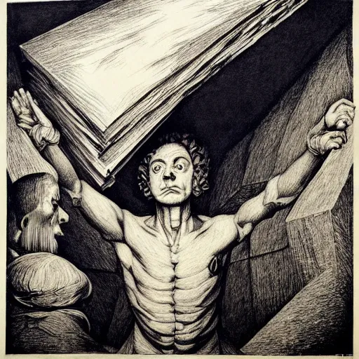 Image similar to lithography on paper secret layer dungeon conceptual figurative post - morden monumental dynamic portrait by goya and escher and hogarth, illusion surreal art, highly conceptual figurative art, intricate detailed illustration, controversial poster art, polish poster art, geometrical drawings, no blur