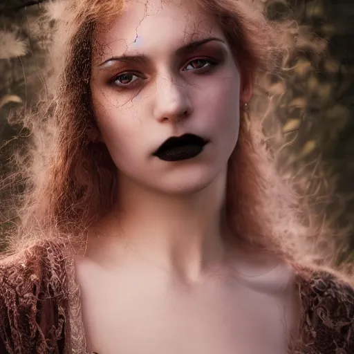 Image similar to photographic portrait of a stunningly beautiful gothic female in soft dreamy light at sunset, by edward robert hughes, annie leibovitz and steve mccurry, david lazar, jimmy nelsson, breathtaking, 8 k resolution, extremely detailed, beautiful, establishing shot, artistic, hyperrealistic, beautiful face, octane render