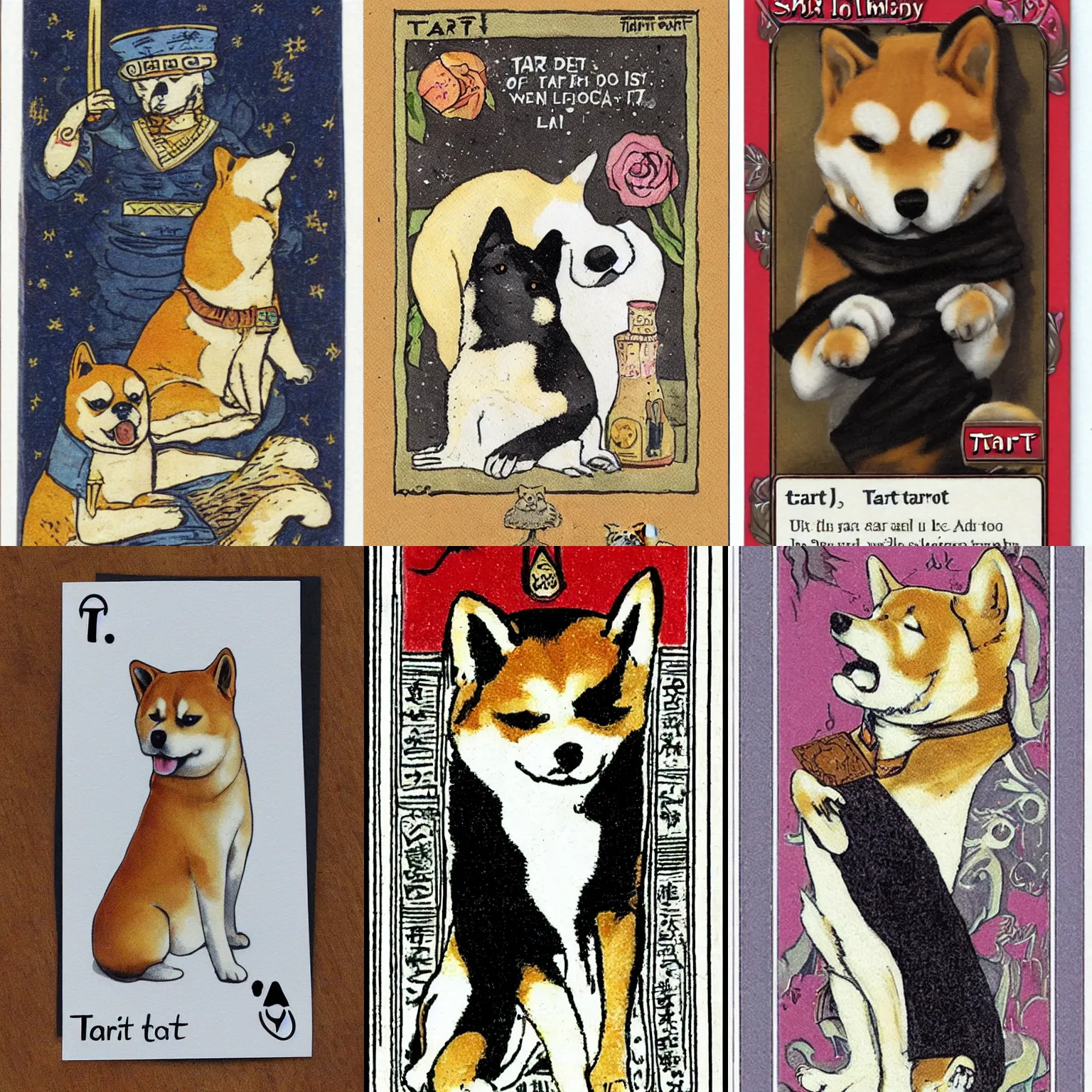 Prompt: tarrot card of death, featuring Shiba Inu