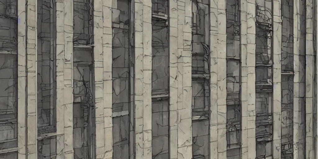 Image similar to wall street block facade. texture. doors. art by greg rutkowski and william o'connor