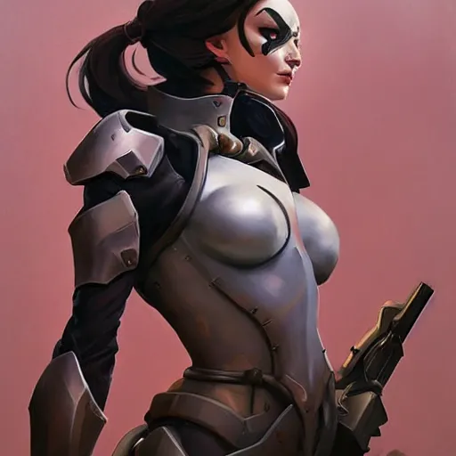 Image similar to greg manchess portrait painting of partially armored lady death as overwatch character, medium shot, asymmetrical, profile picture, organic painting, sunny day, matte painting, bold shapes, hard edges, street art, trending on artstation, by huang guangjian and gil elvgren and sachin teng