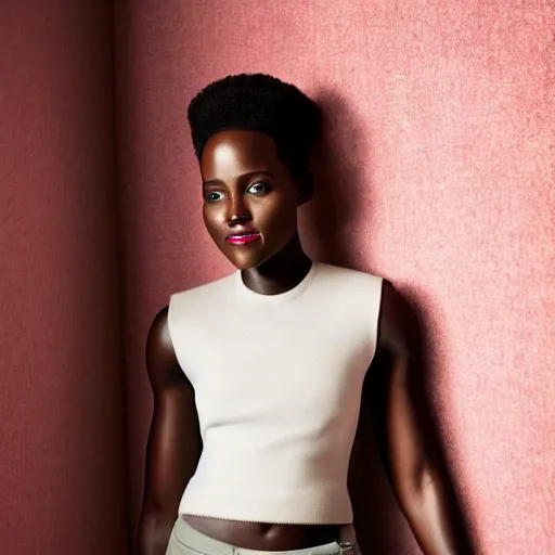 Image similar to Fully-clothed full-body portrait of Lupita Nyong'o, XF IQ4, 50mm, F1.4, studio lighting, professional, 8K