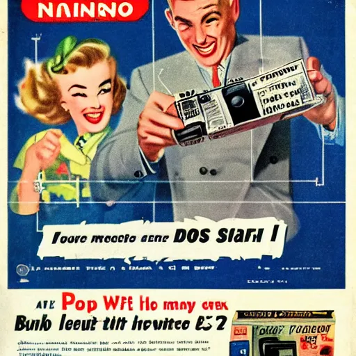 Prompt: 1950s newspaper ad for the Nintendo switch