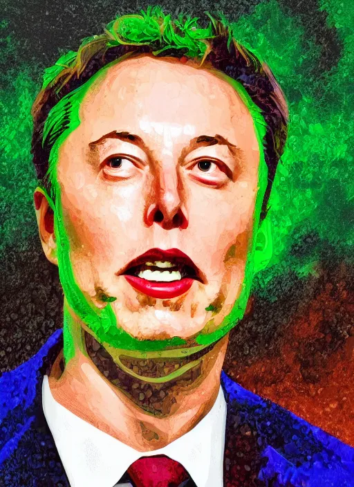 Image similar to portrait of elon musk made of brocoli