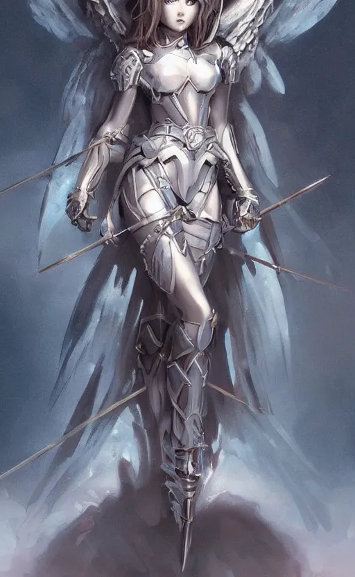 Image similar to concept art, angel knight girl, artstation trending, highly detailed