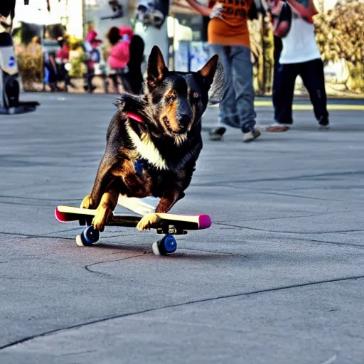 Image similar to dog skateboarding