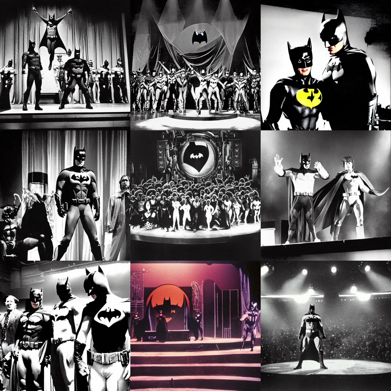Prompt: photograph from the stage production of Batman 1985