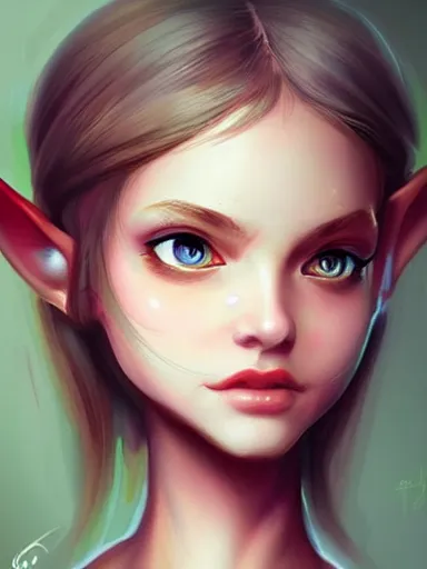 Image similar to elf girl, portrait, digital painting, elegant, beautiful, highly detailed, artstation, concept art