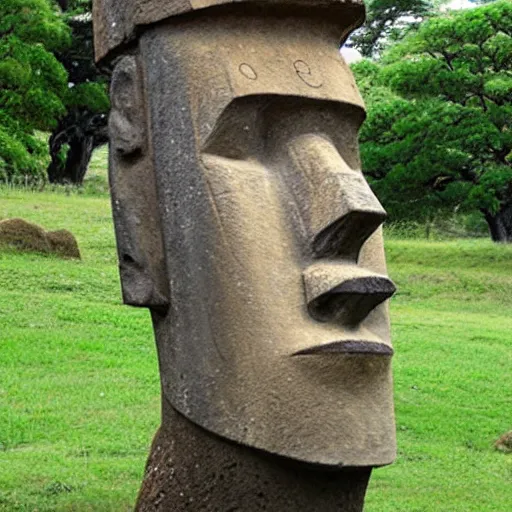 Image similar to easter island head anime girl moai