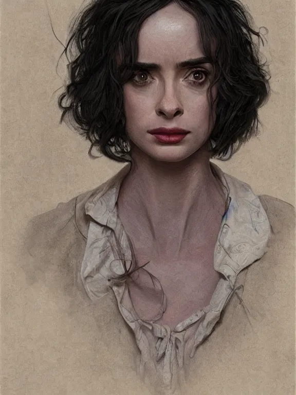 Image similar to old krysten ritter with grey hair as an actor from stranger things, old lady, 1 9 8 0's, intricate, highly detailed, digital painting, artstation, oppressive lighting, fashion concept art, sharp focus, illustration, art by greg rutkowski and alphonse mucha