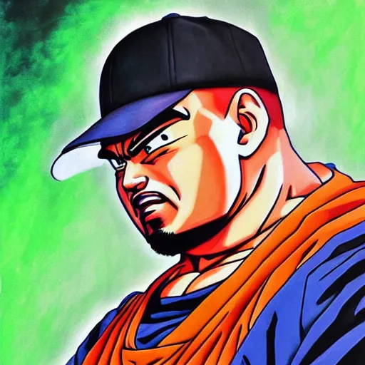 Image similar to portrait painting of big pun, art by akira toriyama, 4 k, dragon ball artstyle, cel shaded, highly detailed, epic lighting