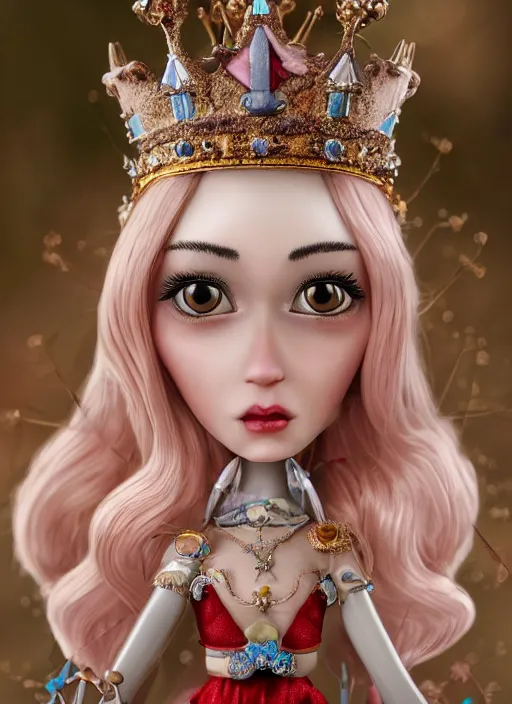 Prompt: closeup face profile portrait of tin toy fairytale princess wearing a crown, bikini, depth of field, zeiss lens, detailed, symmetrical, centered, fashion photoshoot, by nicoletta ceccoli, mark ryden, lostfish, breathtaking, 8 k resolution, extremely detailed, beautiful, establishing shot, artistic, hyperrealistic, octane render
