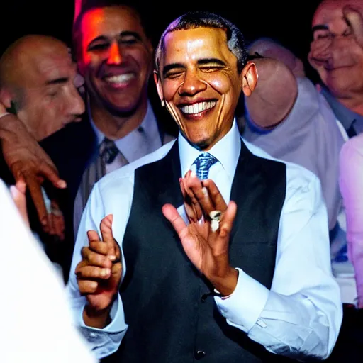 Prompt: barak obama dancing in club