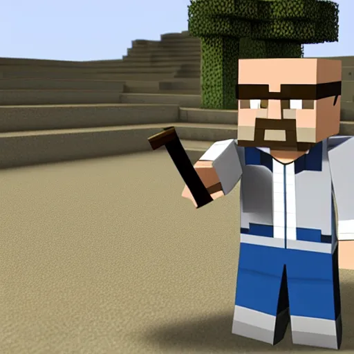Image similar to walter white playing minecraft